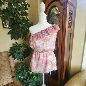 Size XS asymmetrical one shoulder flower/floral top